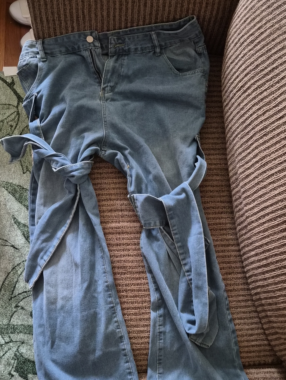 Light Blue Tie-Waist Denim Jeans
